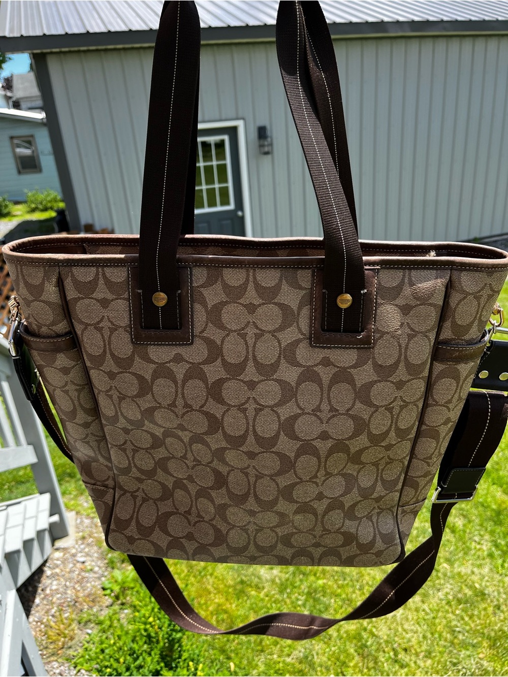 Coach Heritage Stripe Signature Tote Bag - Picture 5 of 15